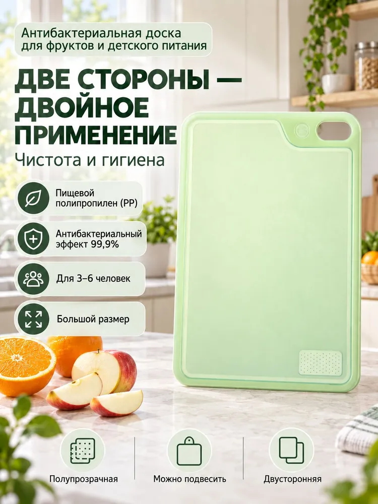 Двусторонняя антибактериальная разделочная доска для пищевых продуктов