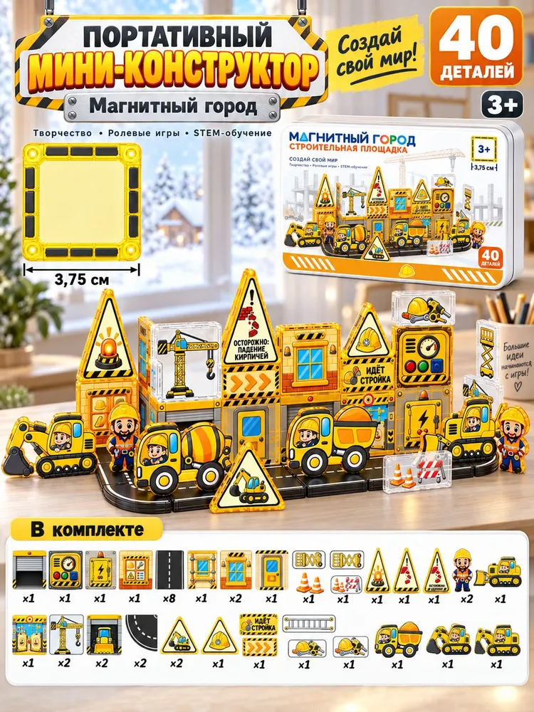 Портативный мини-набор детских игрушек из строительных блоков
