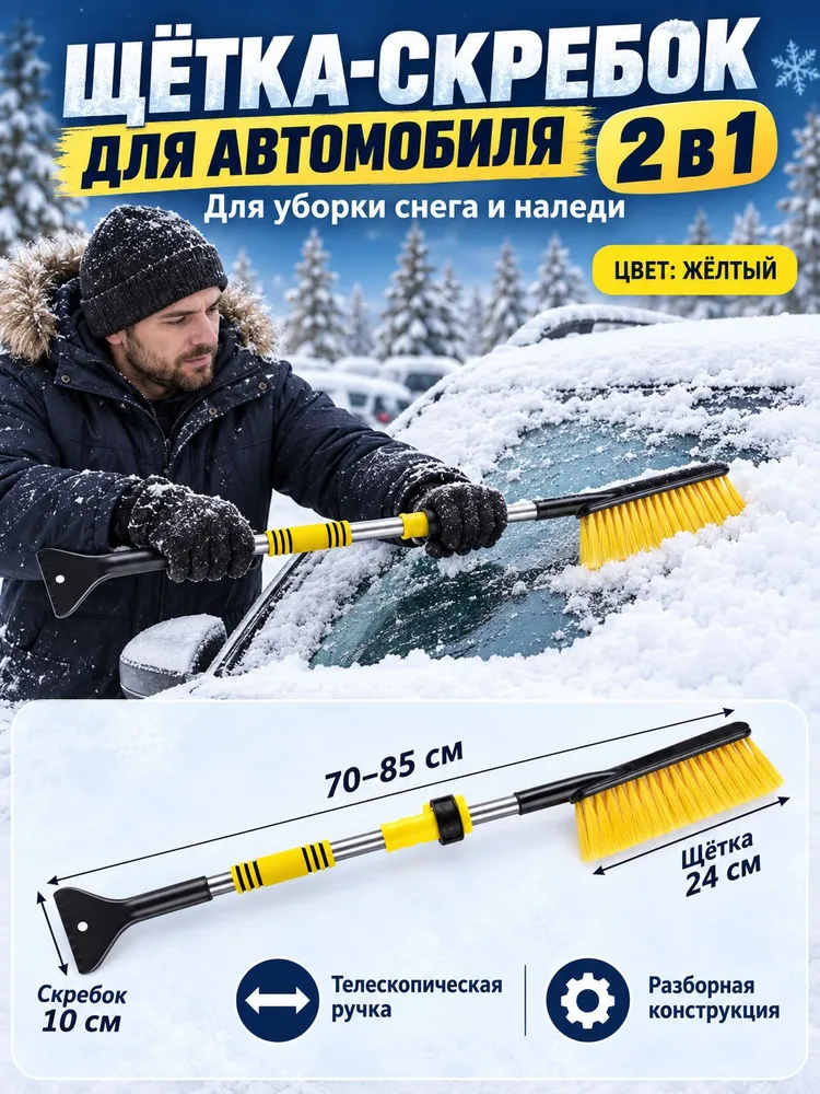 Автомобильная выдвижная щётка для уборки снега